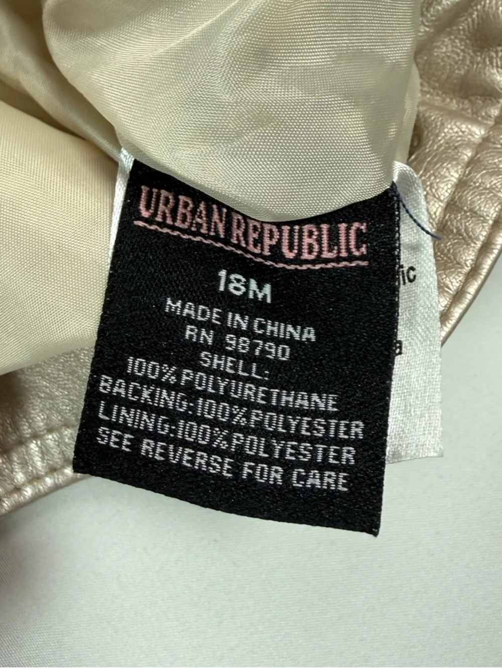 URBAN REPUBLIC Faux Leather Moto Jacket Metallic Toddler 18M Biker Chic Trendy